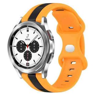 For Samsung  Galaxy Watch 4 Classic 42mm 20mm Butterfly Buckle Two-Color Silicone Watch Band(Black+Yellow)