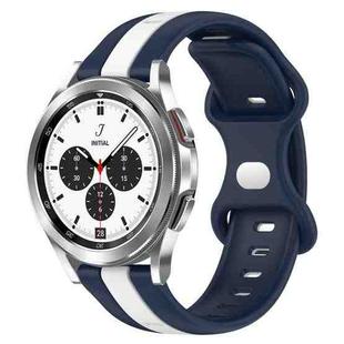 For Samsung  Galaxy Watch 4 Classic 42mm 20mm Butterfly Buckle Two-Color Silicone Watch Band(White+Blue)