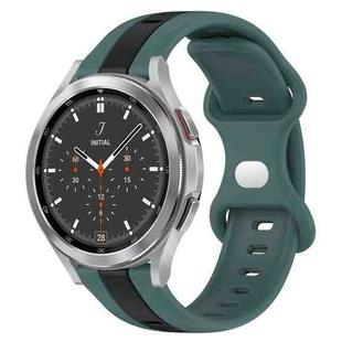For Samsung  Galaxy Watch 4 Classic 46mm 20mm Butterfly Buckle Two-Color Silicone Watch Band(Green+Black)