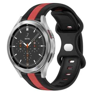 For Samsung  Galaxy Watch 4 Classic 46mm 20mm Butterfly Buckle Two-Color Silicone Watch Band(Black+Red)