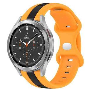 For Samsung  Galaxy Watch 4 Classic 46mm 20mm Butterfly Buckle Two-Color Silicone Watch Band(Black+Yellow)