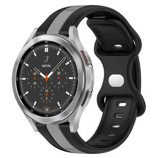 For Samsung  Galaxy Watch 4 Classic 46mm 20mm Butterfly Buckle Two-Color Silicone Watch Band(Black+Grey)