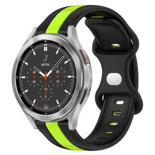 For Samsung  Galaxy Watch 4 Classic 46mm 20mm Butterfly Buckle Two-Color Silicone Watch Band(Black+Green)