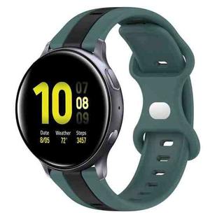 For Samsung Galaxy Watch Active 2 40mm 20mm Butterfly Buckle Two-Color Silicone Watch Band(Green+Black)