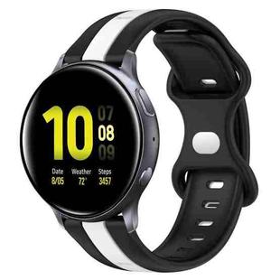For Samsung Galaxy Watch Active 2 40mm 20mm Butterfly Buckle Two-Color Silicone Watch Band(Black+White)