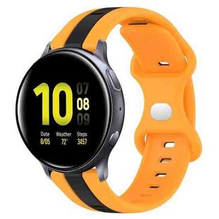 For Samsung Galaxy Watch Active 2 40mm 20mm Butterfly Buckle Two-Color Silicone Watch Band(Black+Yellow)
