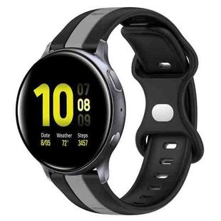 For Samsung Galaxy Watch Active 2 40mm 20mm Butterfly Buckle Two-Color Silicone Watch Band(Black+Grey)
