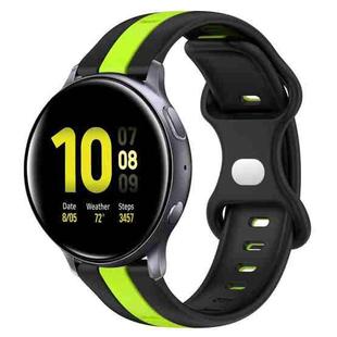 For Samsung Galaxy Watch Active 2 40mm 20mm Butterfly Buckle Two-Color Silicone Watch Band(Black+Green)