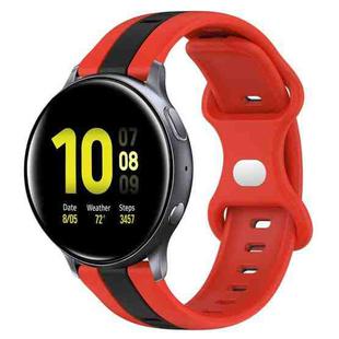 For Samsung Galaxy Watch Active 2 40mm 20mm Butterfly Buckle Two-Color Silicone Watch Band(Red+Black)
