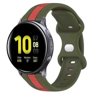 For Samsung Galaxy Watch Active 2 40mm 20mm Butterfly Buckle Two-Color Silicone Watch Band(Red+Army Green)
