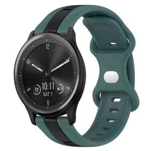 For Garmin Vivomove Sport 20mm Butterfly Buckle Two-Color Silicone Watch Band(Green+Black)