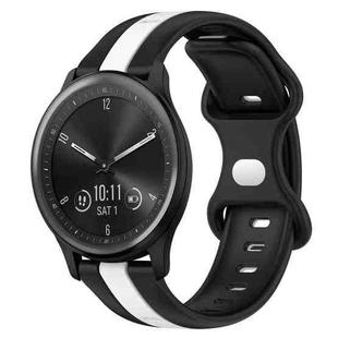 For Garmin Vivomove Sport 20mm Butterfly Buckle Two-Color Silicone Watch Band(Black+White)