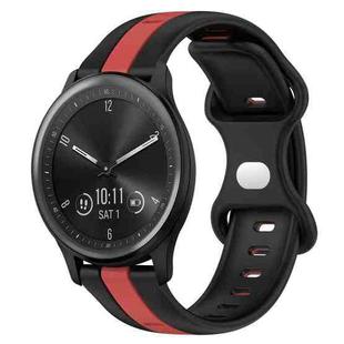 For Garmin Vivomove Sport 20mm Butterfly Buckle Two-Color Silicone Watch Band(Black+Red)