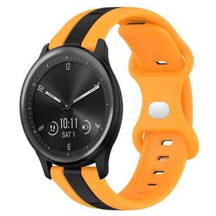 For Garmin Vivomove Sport 20mm Butterfly Buckle Two-Color Silicone Watch Band(Black+Yellow)