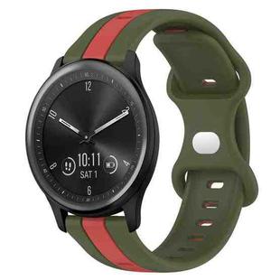 For Garmin Vivomove Sport 20mm Butterfly Buckle Two-Color Silicone Watch Band(Red+Army Green)