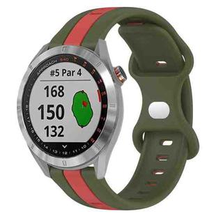 For Garmin Approach S40 20mm Butterfly Buckle Two-Color Silicone Watch Band(Red+Army Green)