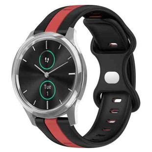 For Garminmove Luxe 20mm Butterfly Buckle Two-Color Silicone Watch Band(Black+Red)