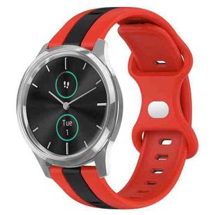 For Garminmove Luxe 20mm Butterfly Buckle Two-Color Silicone Watch Band(Red+Black)