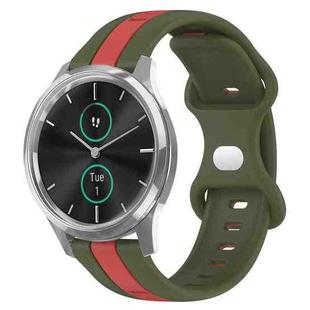 For Garminmove Luxe 20mm Butterfly Buckle Two-Color Silicone Watch Band(Red+Army Green)