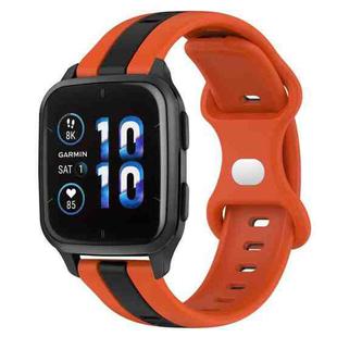 For Garmin Forerunner Sq2 20mm Butterfly Buckle Two-Color Silicone Watch Band(Orange+Black)