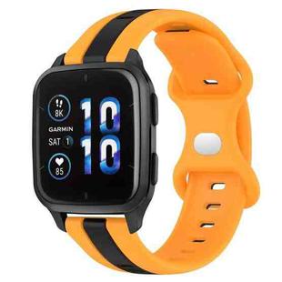 For Garmin Forerunner Sq2 Music 20mm Butterfly Buckle Two-Color Silicone Watch Band(Black+Yellow)