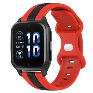 For Garmin Forerunner Sq2 Music 20mm Butterfly Buckle Two-Color Silicone Watch Band(Red+Black)