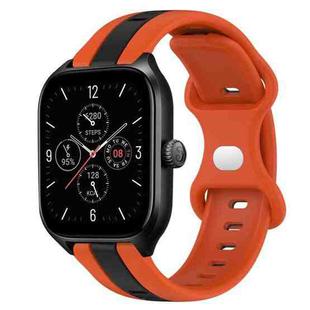 For Amazfit GTS 4 20mm Butterfly Buckle Two-Color Silicone Watch Band(Orange+Black)