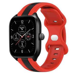 For Amazfit GTS 4 20mm Butterfly Buckle Two-Color Silicone Watch Band(Red+Black)