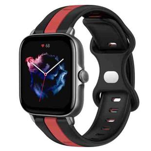 For Amazfit GTS 3 20mm Butterfly Buckle Two-Color Silicone Watch Band(Black+Red)