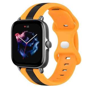 For Amazfit GTS 3 20mm Butterfly Buckle Two-Color Silicone Watch Band(Black+Yellow)