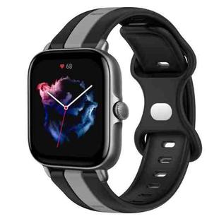For Amazfit GTS 3 20mm Butterfly Buckle Two-Color Silicone Watch Band(Black+Grey)