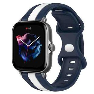 For Amazfit GTS 3 20mm Butterfly Buckle Two-Color Silicone Watch Band(White+Blue)