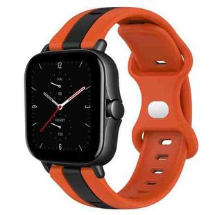 For Amazfit GTS 2E 20mm Butterfly Buckle Two-Color Silicone Watch Band(Orange+Black)