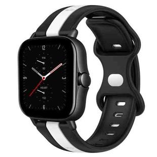 For Amazfit GTS 2E 20mm Butterfly Buckle Two-Color Silicone Watch Band(Black+White)