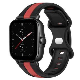 For Amazfit GTS 2E 20mm Butterfly Buckle Two-Color Silicone Watch Band(Black+Red)