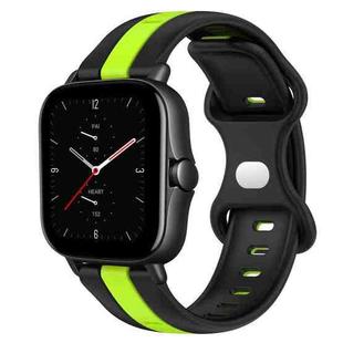 For Amazfit GTS 2E 20mm Butterfly Buckle Two-Color Silicone Watch Band(Black+Green)