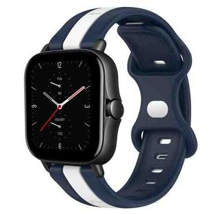 For Amazfit GTS 2E 20mm Butterfly Buckle Two-Color Silicone Watch Band(White+Blue)