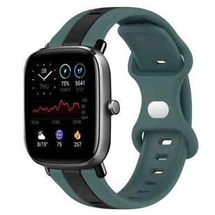 For Amazfit GTS 2 Mini 20mm Butterfly Buckle Two-Color Silicone Watch Band(Green+Black)