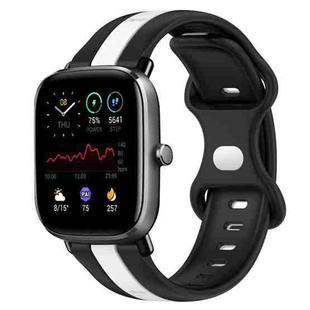 For Amazfit GTS 2 Mini 20mm Butterfly Buckle Two-Color Silicone Watch Band(Black+White)