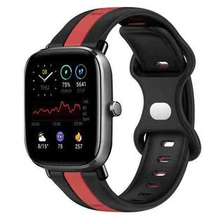 For Amazfit GTS 2 Mini 20mm Butterfly Buckle Two-Color Silicone Watch Band(Black+Red)