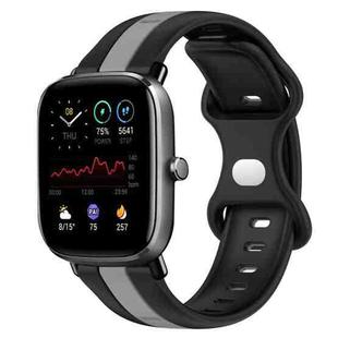 For Amazfit GTS 2 Mini 20mm Butterfly Buckle Two-Color Silicone Watch Band(Black+Grey)