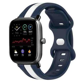 For Amazfit GTS 2 Mini 20mm Butterfly Buckle Two-Color Silicone Watch Band(White+Blue)