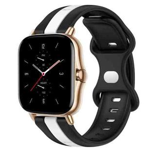 For Amazfit GTS 2 20mm Butterfly Buckle Two-Color Silicone Watch Band(Black+White)