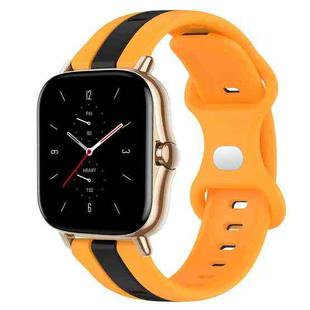 For Amazfit GTS 2 20mm Butterfly Buckle Two-Color Silicone Watch Band(Black+Yellow)