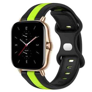 For Amazfit GTS 2 20mm Butterfly Buckle Two-Color Silicone Watch Band(Black+Green)