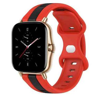 For Amazfit GTS 2 20mm Butterfly Buckle Two-Color Silicone Watch Band(Red+Black)