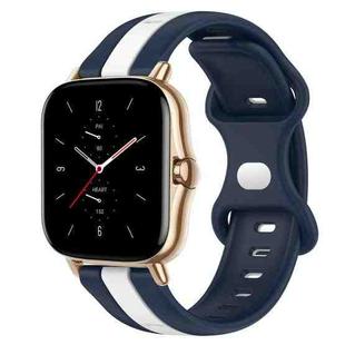 For Amazfit GTS 2 20mm Butterfly Buckle Two-Color Silicone Watch Band(White+Blue)