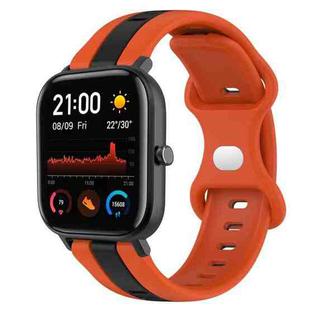 For Amazfit GTS 20mm Butterfly Buckle Two-Color Silicone Watch Band(Orange+Black)