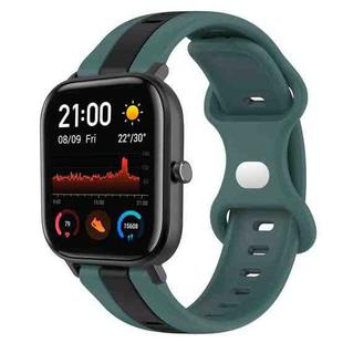 For Amazfit GTS 20mm Butterfly Buckle Two-Color Silicone Watch Band(Green+Black)