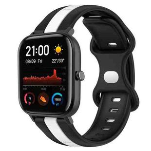 For Amazfit GTS 20mm Butterfly Buckle Two-Color Silicone Watch Band(Black+White)